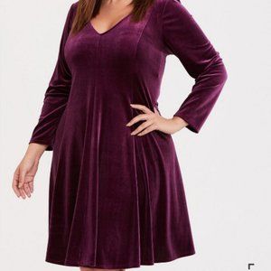 Mini Velvet Fluted Dress Burgundy 90s Torrid 5x